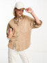 Stradivarius denim shirt in acid washed brown M - фото #1