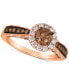 Chocolate Diamond (1 ct. t.w.) & Nude Diamond (1/4 ct. t.w.) Halo Ring in 14k Rose Gold