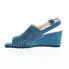 Фото #7 товара David Tate Smashing Womens Blue Nubuck Hook & Loop Wedges Heels Shoes 6