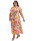 Фото #5 товара Plus Size Sleeveless Faux-Wrap Midi Dress