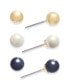 Gold-Tone 3-Pc. Set Multi-Imitation Pearl Stud Earrings, Created for Macy's