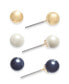 Фото #1 товара Gold-Tone 3-Pc. Set Multi-Imitation Pearl Stud Earrings, Created for Macy's