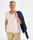 Petite Cotton Scoop-Neck Short-Sleeve Top, Created for Macy's