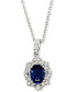 ფოტო #1 პროდუქტის Couture® Blueberry Sapphire (1-1/5 ct. t.w.) & Vanilla Diamond (3/8 ct. t.w.) Oval Halo 18" Pendant Necklace in Platinum