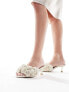 Фото #1 товара & Other Stories leather heeled mules with layered flower detail in off-white