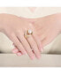 Фото #1 товара Sterling Silver 14K Gold Plated with Genuine Freshwater Round Pearl Contemporary Ring