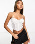 ASOS DESIGN cami lace longline corset top in white