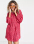 Фото #1 товара Daisy Street smock mini dress in hot pink daisy print