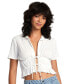 Фото #1 товара Juniors' Harper Tie-Front Short-Sleeve Top