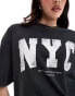 Фото #3 товара ASOS DESIGN oversized t-shirt with NYC graphic in washed charcoal