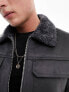 Фото #5 товара River Island shearling jacket in dark grey