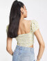 Фото #2 товара Stradivarius puff sleeve corset top in yellow floral print