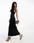 Vila satin cowl neck maxi dress in black