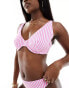 Фото #1 товара Hollister co-ord underwire bikini top in scrunch pink stripe