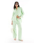 Фото #1 товара JDY wide leg trouser co-ord light green pinstripe