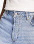 Фото #6 товара ASOS DESIGN classic rigid regular length denim shorts in light wash blue with rip