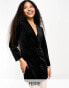 Фото #2 товара Miss Selfridge Petite going out velvet blazer dress in black