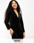 Miss Selfridge Petite going out velvet blazer dress in black