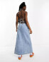 Weekday Geri denim wrap maxi dress in moon blue