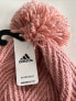 adidas women's Twilight 4 Ballie Knit Pom Beanie Wonder Mauve Pink New