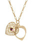 Фото #2 товара 2028 gold-Tone Pink Flower Heart Mirror Pendant Necklace