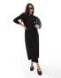 Фото #1 товара Vila textured long sleeve maxi dress in black