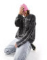 Фото #1 товара ASOS DESIGN oversized knitted laddered jumper in charcoal