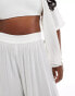 ASOS DESIGN Curve crinkle co-ord wide leg beach trouser in white