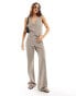 Mango thin pinstripe co-ord trousers in light grey Серый, XL - EU 42 - фото #1