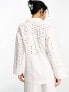 Фото #8 товара ASOS DESIGN relaxed broderie shirt with dipped hem in white