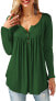 Фото #15 товара Amoretu Women's V-Neck Button Down Blouse, Solid Tunic Long Sleeve / Short Sleeve Tops