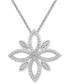 ფოტო #1 პროდუქტის Diamond Openwork Flower Cluster 18" Pendant Necklace (1/2 ct. t.w.) in Sterling Silver
