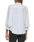 Фото #2 товара Petite Tie-Neck Button-Front Ruffled Top, Created for Macy's