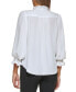 ფოტო #2 პროდუქტის Petite Tie-Neck Button-Front Ruffled Top, Created for Macy's