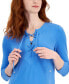 Women's Solid 3/4 Sleeve Lace-Up Knit Top, Created for Macy's