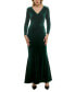 ფოტო #1 პროდუქტის Women's Long-Sleeve Velvet Mermaid Gown