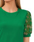 ფოტო #3 პროდუქტის Women's Mixed Media Puff Sleeve Bouquet Knit Top