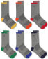 ფოტო #1 პროდუქტის Men's 6-Pk. Performance Tipped Color Heel Toe Crew Socks