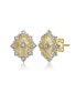 ფოტო #1 პროდუქტის Modern 14K Gold Plated and Cubic Zirconia Floral Stud Earrings