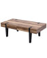 21.69" Oak Finish Medium Density Fiberboard, Wood, Metal 2-Drawer Coffee Table