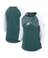 ფოტო #1 პროდუქტის Women's Midnight Green/White Philadelphia Eagles Knockout Arch Raglan Tri-Blend 3/4-Sleeve T-Shirt