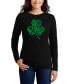 ფოტო #1 პროდუქტის Women's St. Patrick's Day Shamrock Word Art Long Sleeve T-shirt