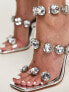 Фото #3 товара Azalea Wang Everly jewelled heeled sandals in silver