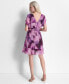 Women's Printed Ruched-Waist Blouson-Sleeve Dress