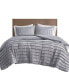 Фото #4 товара CLOSEOUT! Maddox 3 Piece Striated Cationic Dyed Oversized Duvet Cover Set with Pleats, King/California King