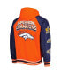 Men's Orange Denver Broncos 3x Champions Defender Raglan Full-Zip Hoodie Varsity Jacket