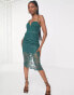 Фото #2 товара Love Triangle lace midi dress in dark forest green