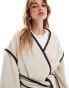 4th & Reckless wool mix contrast edge belted jacket in cream