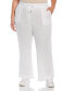 ფოტო #1 პროდუქტის Plus Size Wide Leg Drawstring Linen Pants