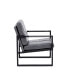 Фото #4 товара Light Grey PU Leather Leisure Black Metal Frame Recliner Chair For Living Room And Bedroom Furniture